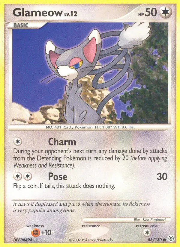 Glameow Common Pokemon card #83 from Diamond & Pearl