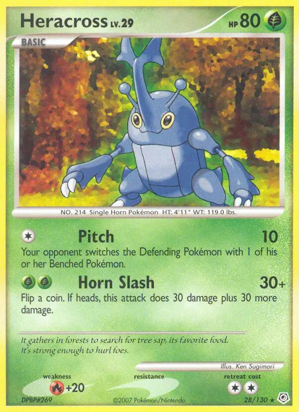 Heracross Rare Pokemon card #28 from Diamond & Pearl