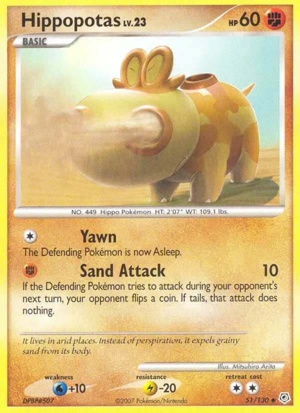 Hippopotas Uncommon Pokemon card #51 from Diamond & Pearl
