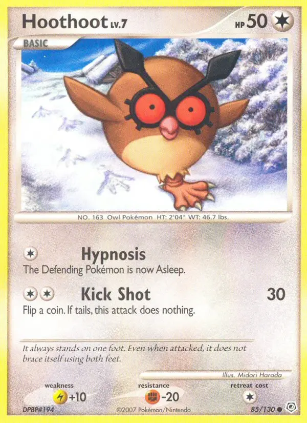 Hoothoot Common Pokemon card #85 from Diamond & Pearl