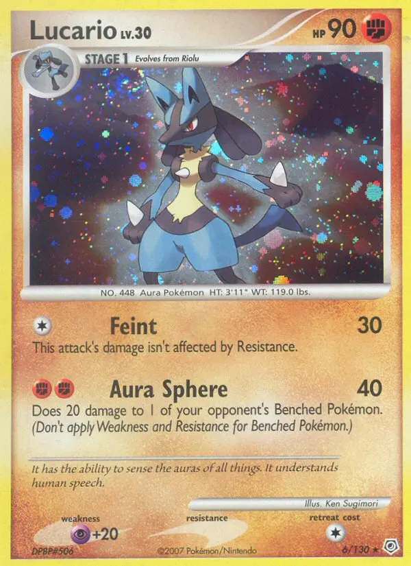 Lucario Rare Holo Pokemon card #6 from Diamond & Pearl