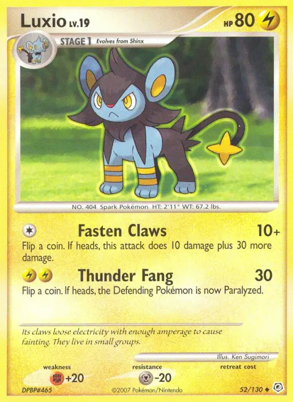 Luxio Uncommon Pokemon card #52 from Diamond & Pearl