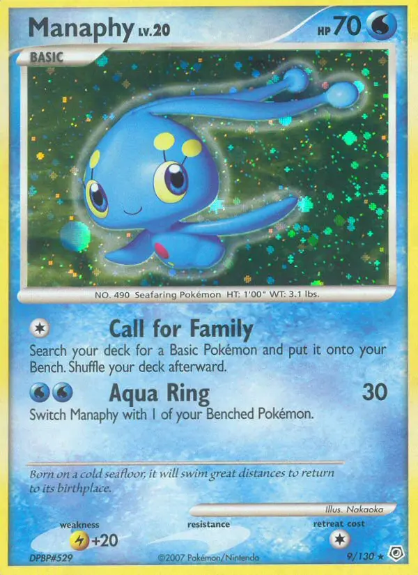 Manaphy Rare Holo Pokemon card #9 from Diamond & Pearl