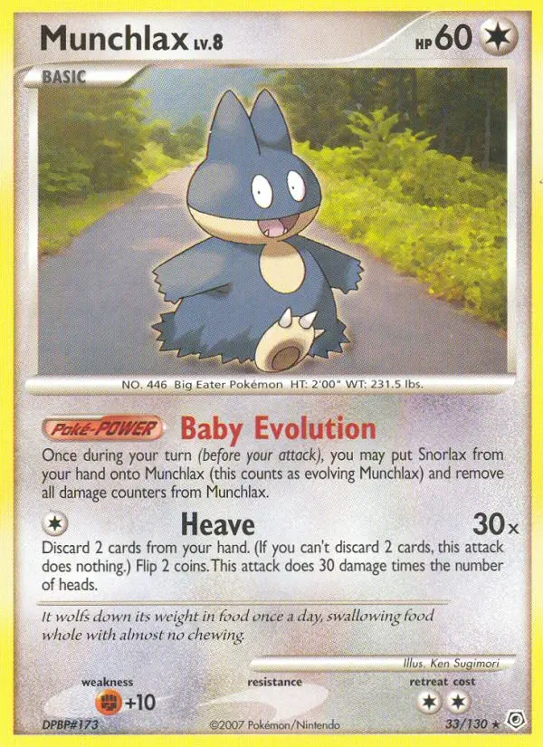 Munchlax Rare Pokemon card #33 from Diamond & Pearl
