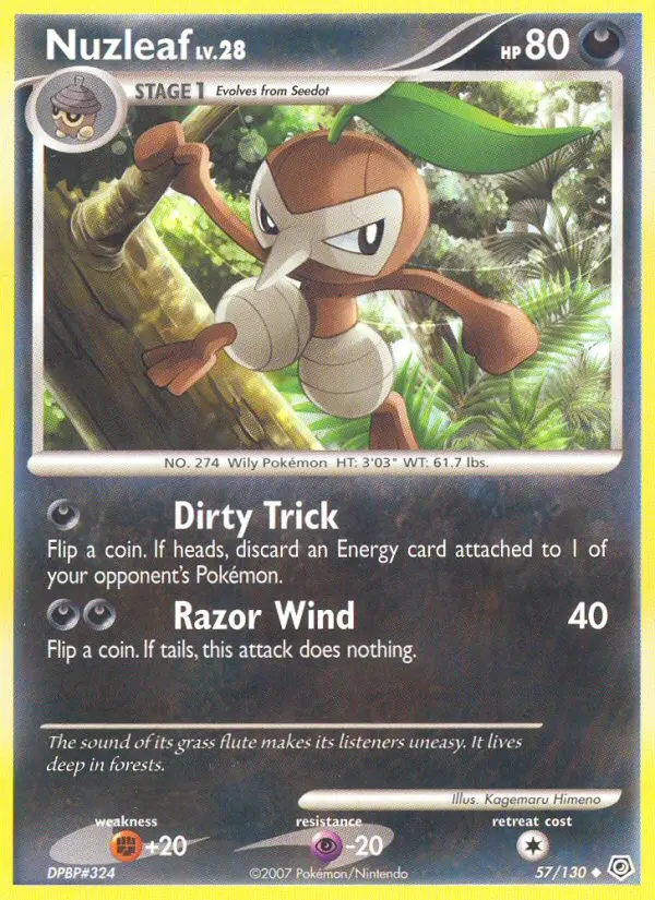 Nuzleaf Uncommon Pokemon card #57 from Diamond & Pearl