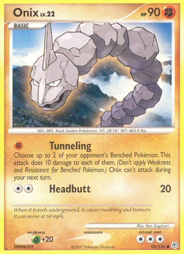 Onix Common Pokemon card #92 from Diamond & Pearl