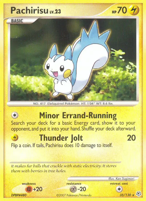 Pachirisu Rare Pokemon card #35 from Diamond & Pearl