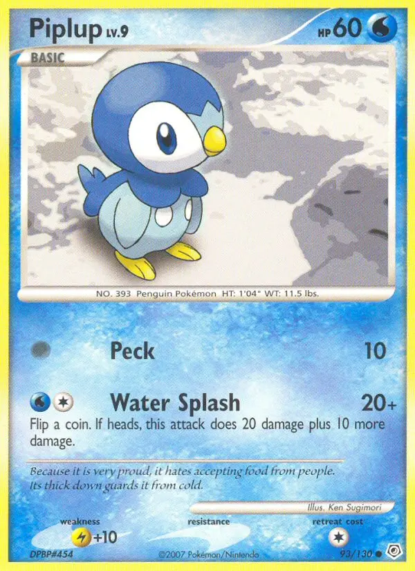Piplup Common Pokemon card #93 from Diamond & Pearl