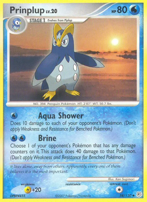 Prinplup Uncommon Pokemon card #58 from Diamond & Pearl
