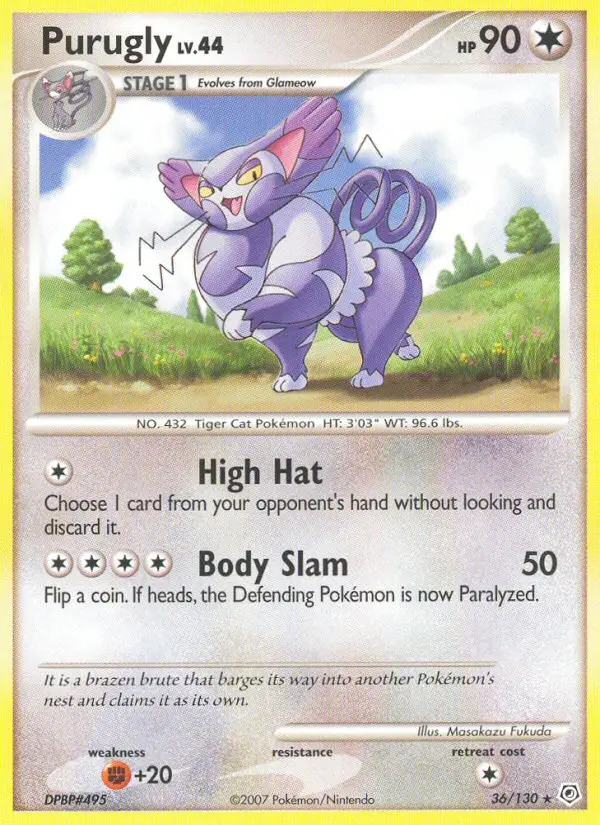Purugly Rare Pokemon card #36 from Diamond & Pearl