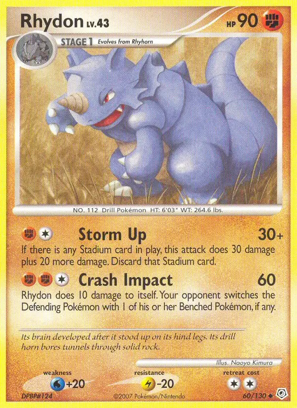 Rhydon Uncommon Pokemon card #60 from Diamond & Pearl