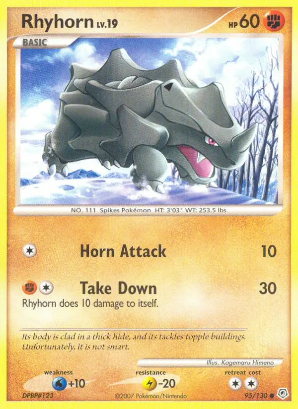 Rhyhorn Common Pokemon card #95 from Diamond & Pearl
