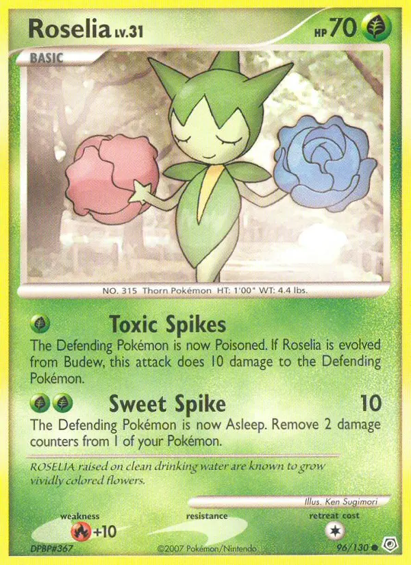 Roselia Common Pokemon card #96 from Diamond & Pearl
