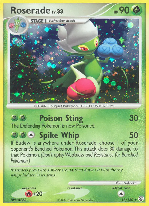Roserade Rare Holo Pokemon card #13 from Diamond & Pearl
