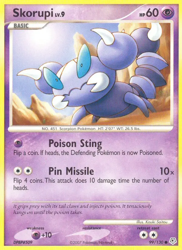 Skorupi Common Pokemon card #99 from Diamond & Pearl