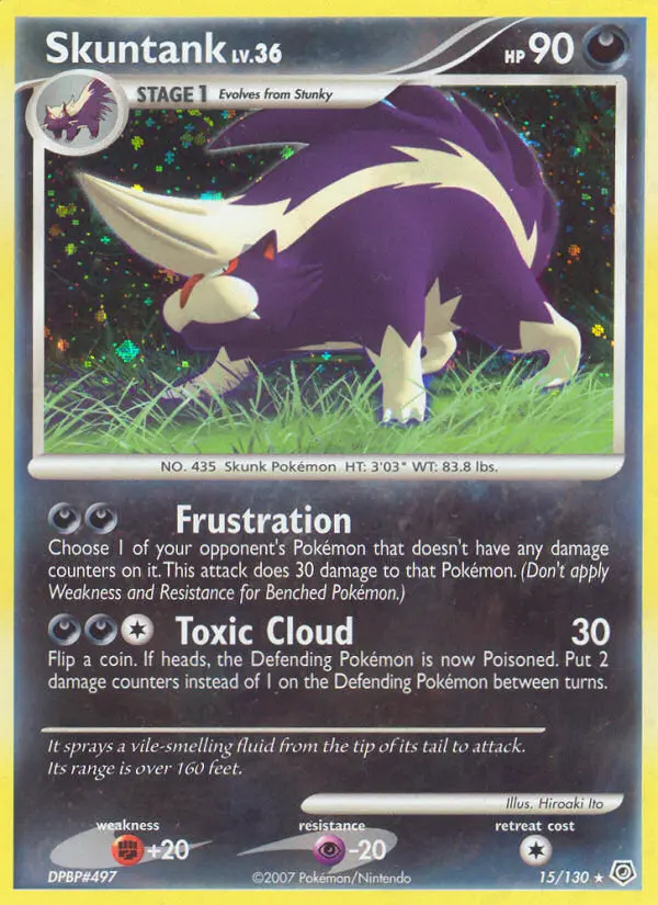 Skuntank Rare Holo Pokemon card #15 from Diamond & Pearl