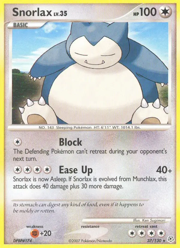 Snorlax Rare Pokemon card #37 from Diamond & Pearl