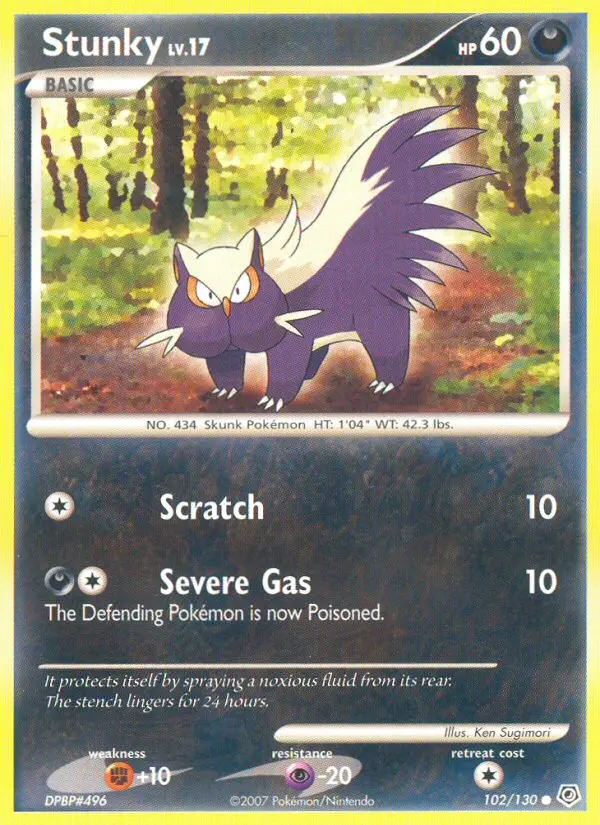 Stunky Common Pokemon card #102 from Diamond & Pearl