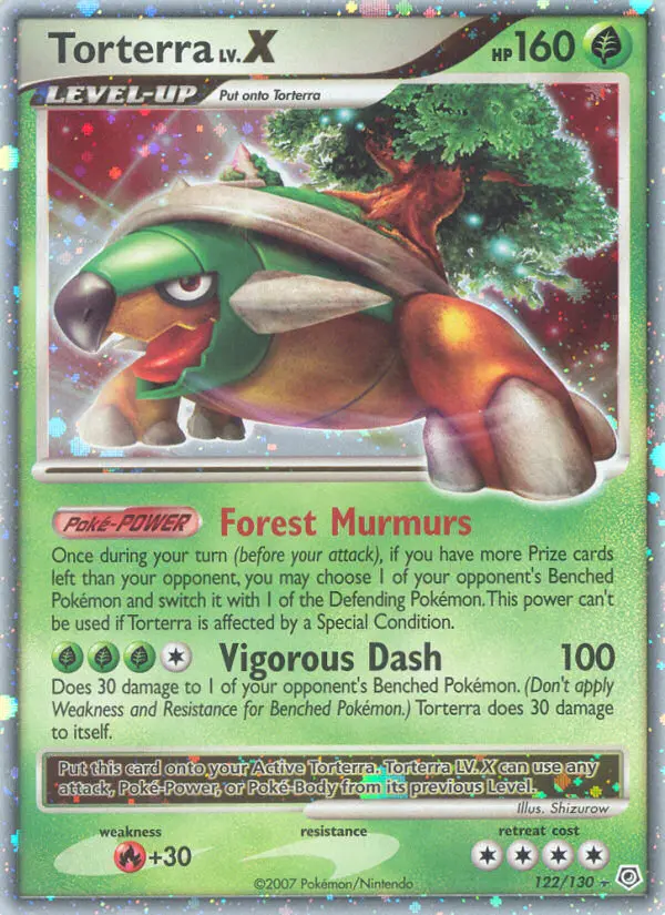 Torterra Rare Holo LV.X Pokemon card #122 from Diamond & Pearl