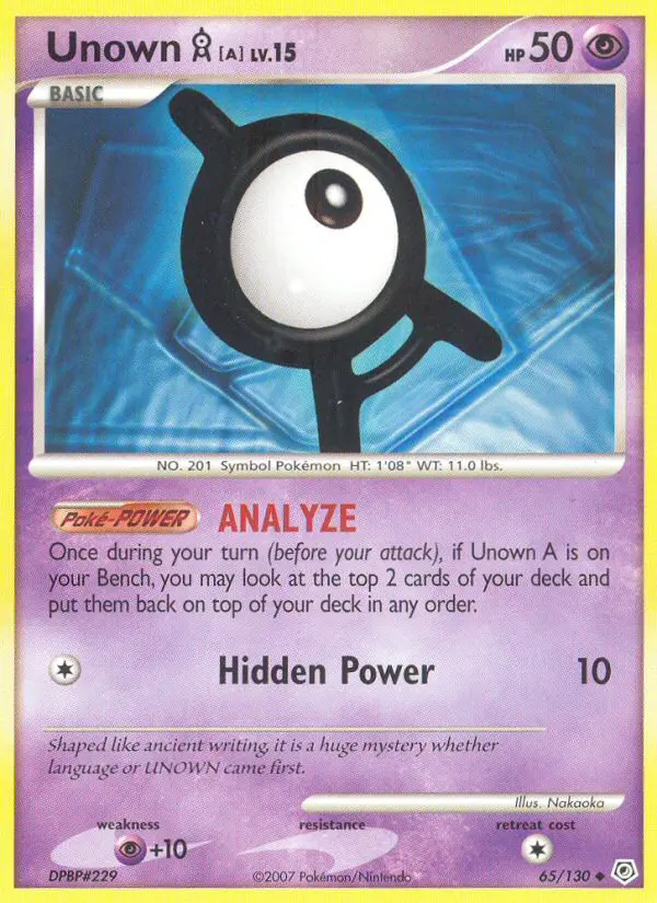 Unown A Uncommon Pokemon card #65 from Diamond & Pearl