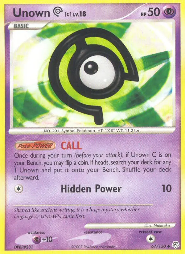 Unown C Uncommon Pokemon card #67 from Diamond & Pearl