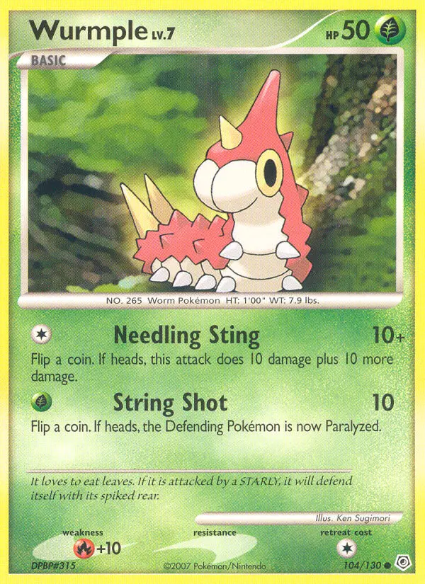Wurmple Common Pokemon card #104 from Diamond & Pearl