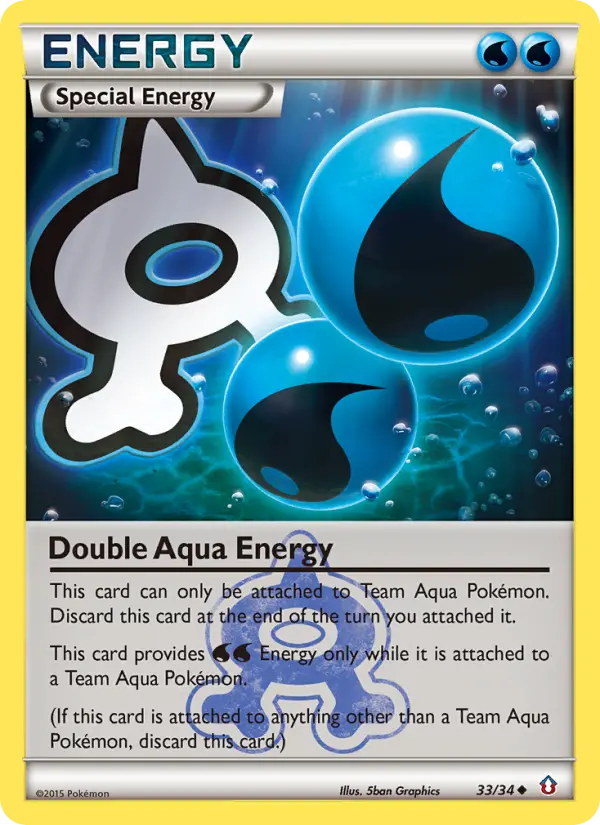 Double Aqua Energy Uncommon Pokemon card #33 from Double Crisis