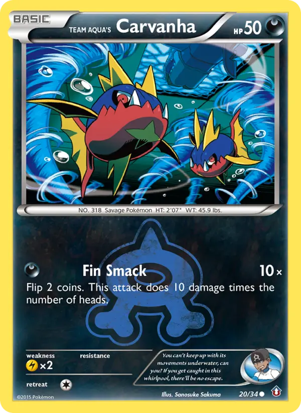 Team Aqua's Carvanha Common Pokemon card #20 from Double Crisis