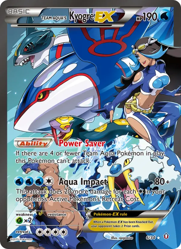 Team Aqua's Kyogre EX Ultra Rare Pokemon card #6 from Double Crisis