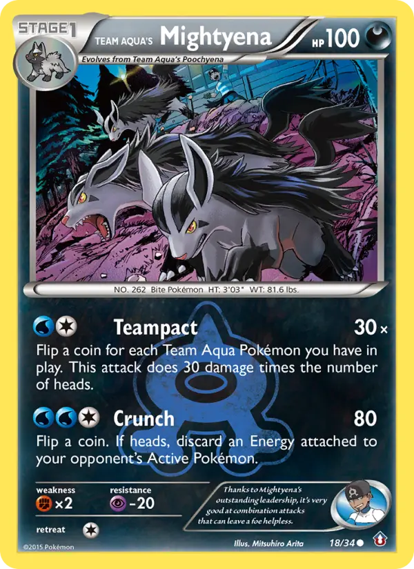 Team Aqua's Mightyena Common Pokemon card #18 from Double Crisis