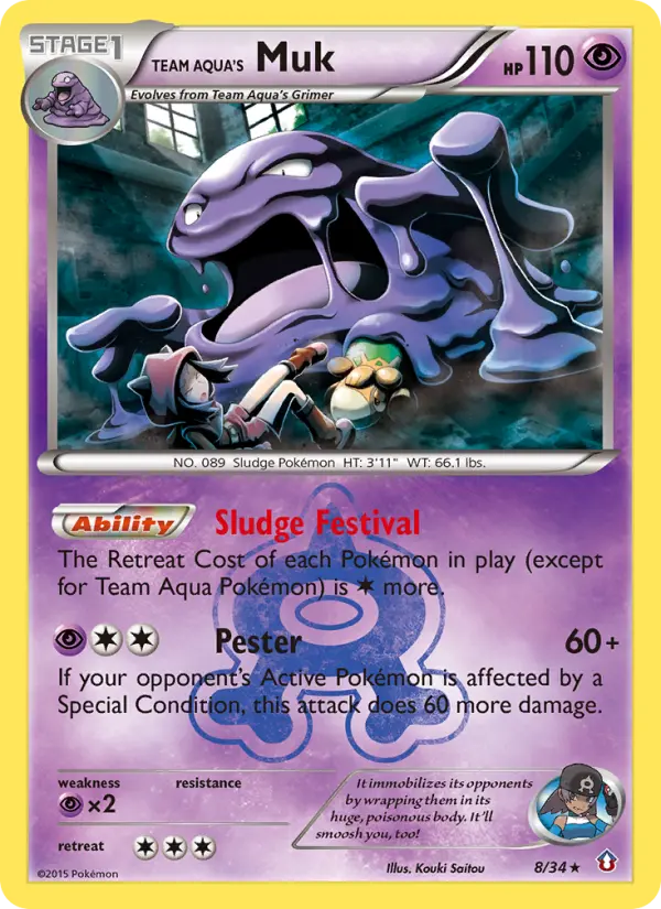 Team Aqua's Muk Rare Pokemon card #8 from Double Crisis