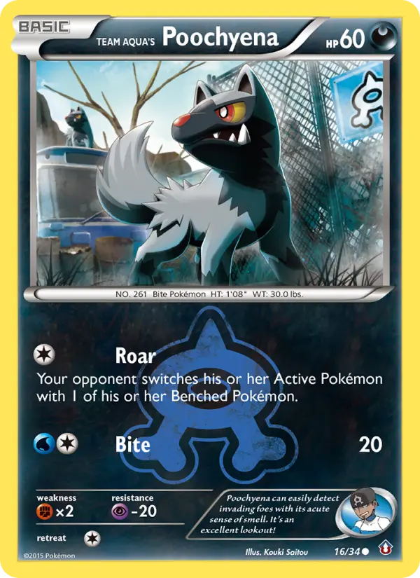 Team Aqua's Poochyena Common Pokemon card #16 from Double Crisis
