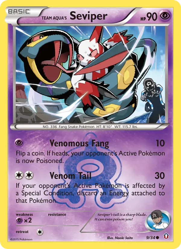 Team Aqua's Seviper Common Pokemon card #9 from Double Crisis