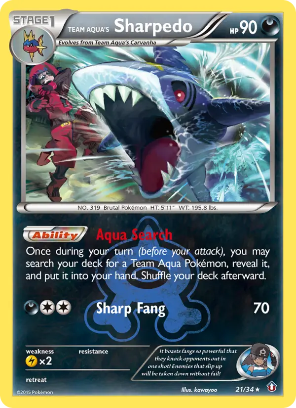 Team Aqua's Sharpedo Rare Pokemon card #21 from Double Crisis