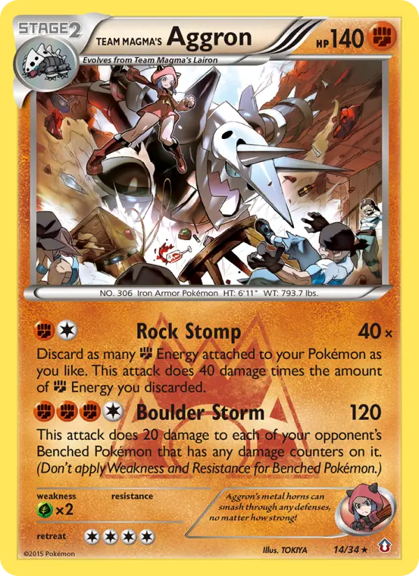 Team Magma's Aggron Rare Pokemon card #14 from Double Crisis