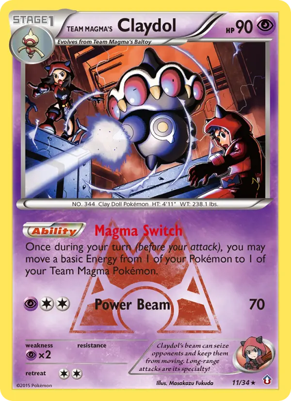 Team Magma's Claydol Rare Pokemon card #11 from Double Crisis