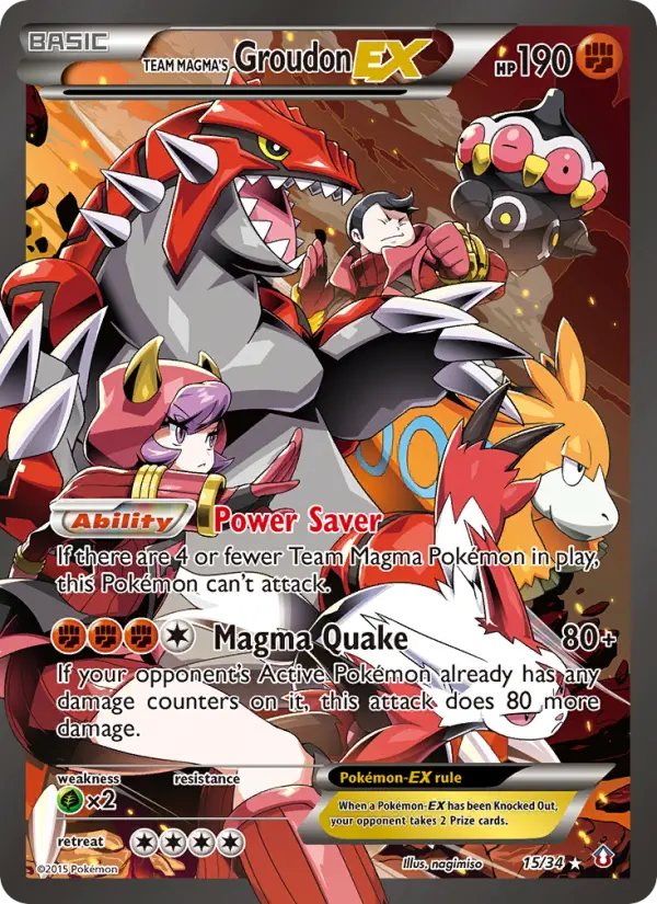 Team Magma's Groudon EX Ultra Rare Pokemon card #15 from Double Crisis