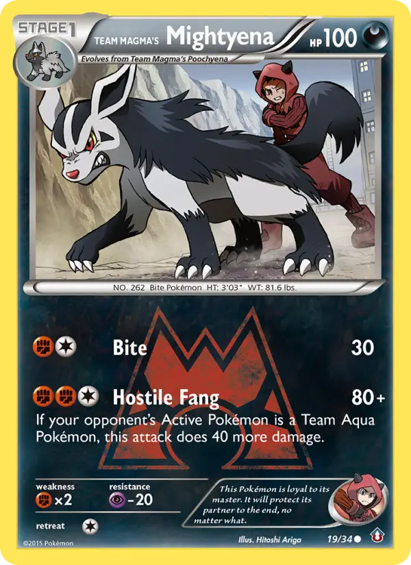 Team Magma's Mightyena Common Pokemon card #19 from Double Crisis