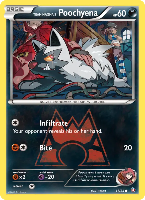 Team Magma's Poochyena Common Pokemon card #17 from Double Crisis