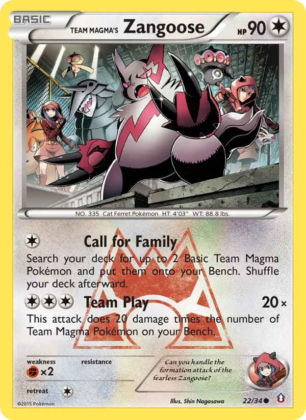 Team Magma's Zangoose Common Pokemon card #22 from Double Crisis