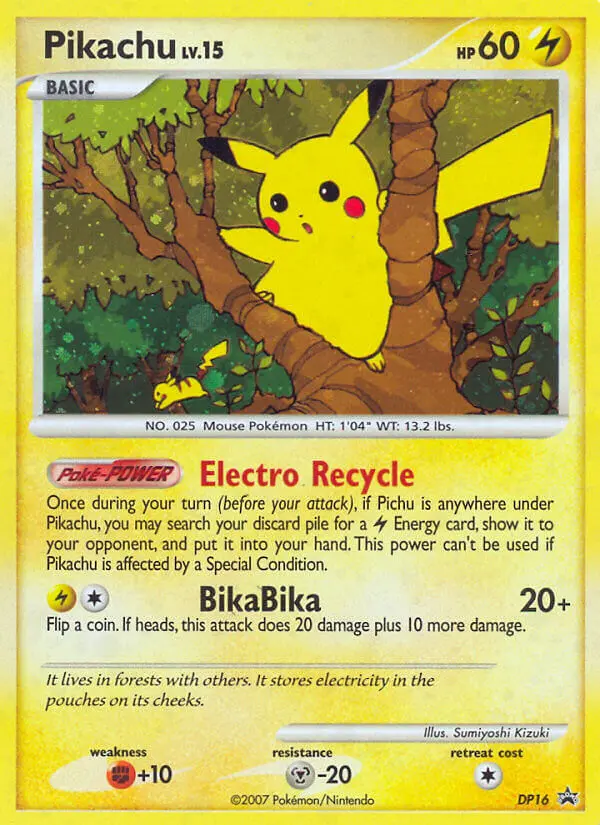 Pikachu Common Pokemon card #DP16 from DP Black Star Promos