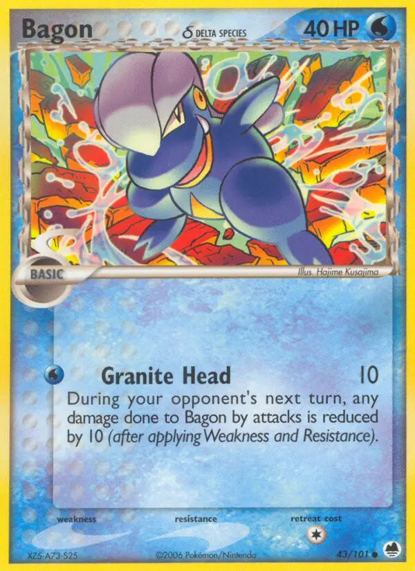 Bagon δ Common Pokemon card #43 from Dragon Frontiers