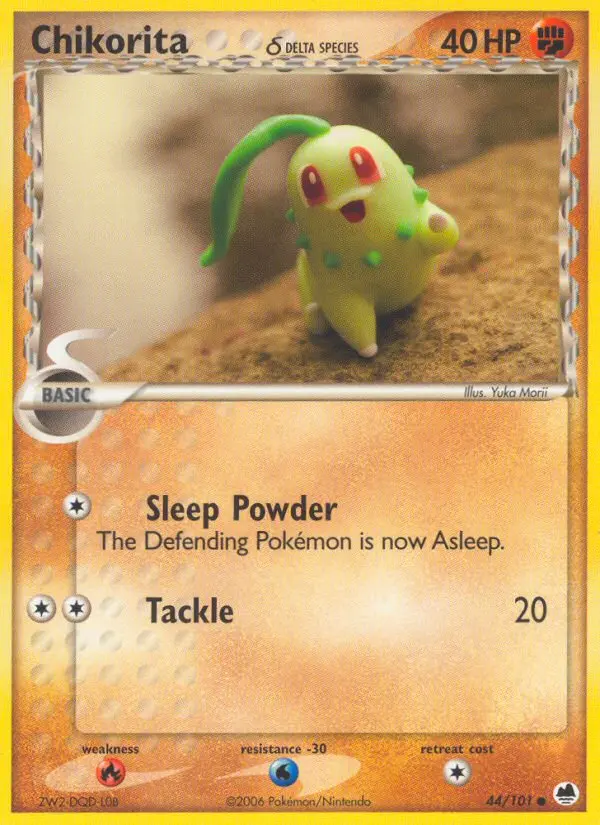 Chikorita δ Common Pokemon card #44 from Dragon Frontiers