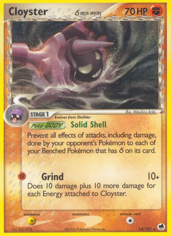 Cloyster δ Rare Pokemon card #14 from Dragon Frontiers