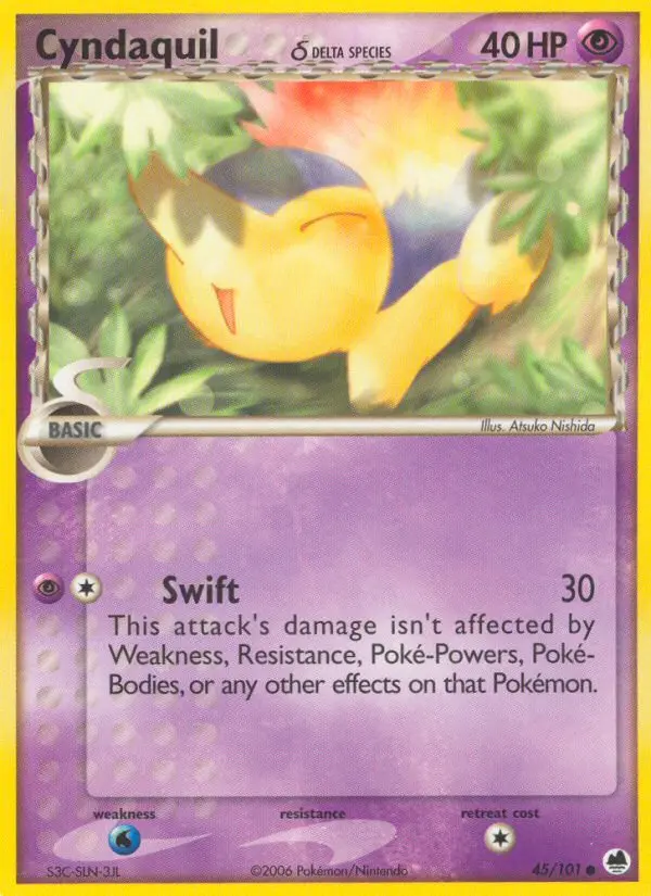 Cyndaquil δ Common Pokemon card #45 from Dragon Frontiers