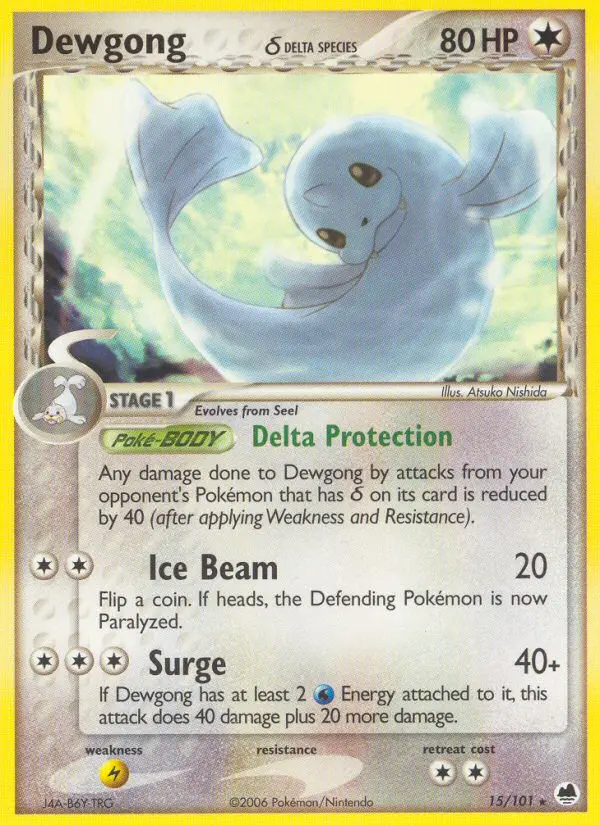 Dewgong δ Rare Pokemon card #15 from Dragon Frontiers
