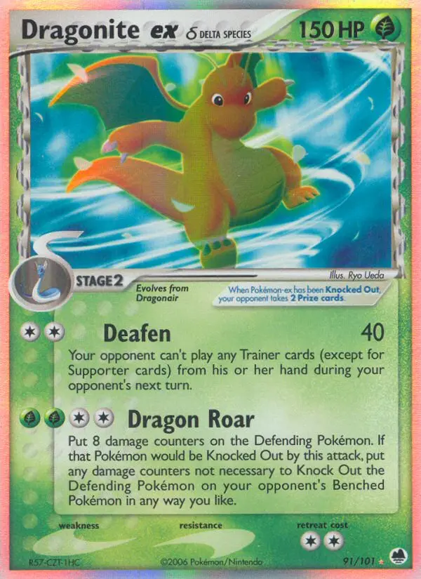 Dragonite ex δ Rare Pokemon card #91 from Dragon Frontiers