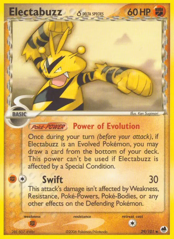 Electabuzz δ Uncommon Pokemon card #29 from Dragon Frontiers