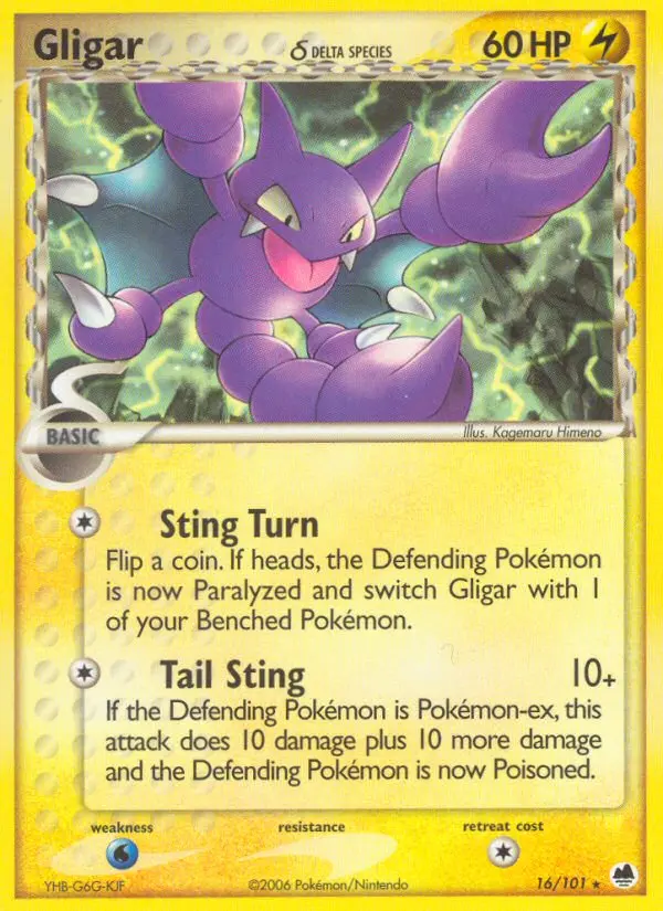 Gligar δ Rare Pokemon card #16 from Dragon Frontiers