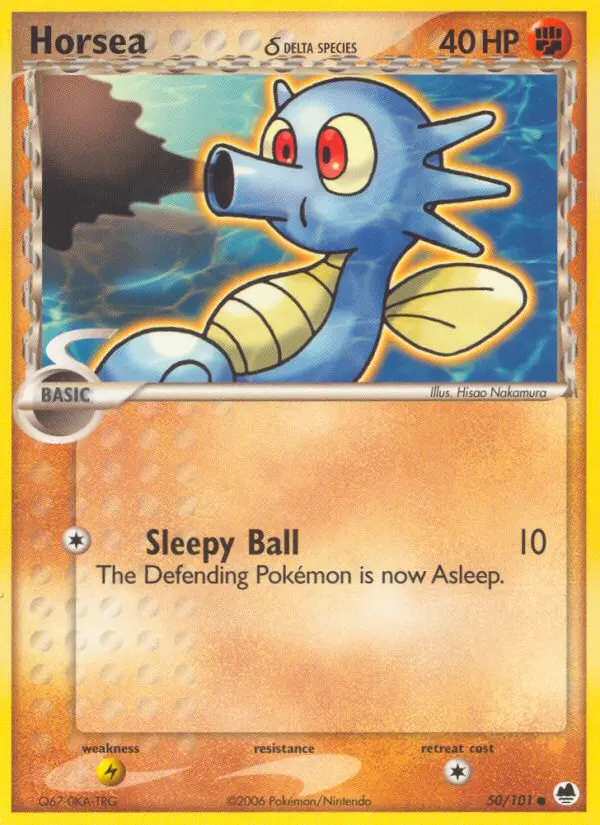 Horsea δ Common Pokemon card #50 from Dragon Frontiers